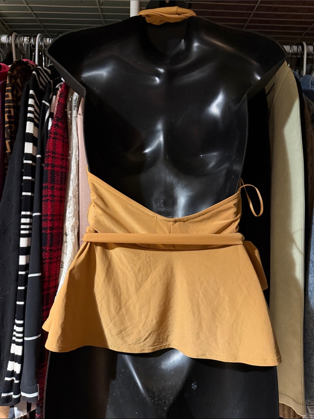 Women's Mustard Halter Tie-Waist Camisole - Picture 2 of 3